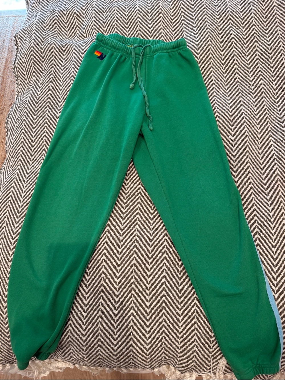 Aviator Nation Green Blue Stripe Sweatpants Joggers XS